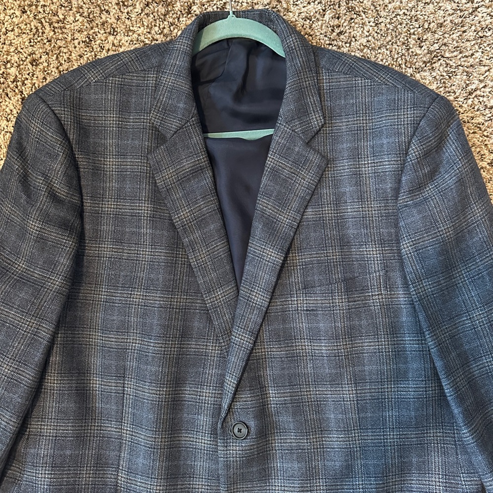 100% cashmere John W Nordstrom Men's blue Plaid Blazer 48R